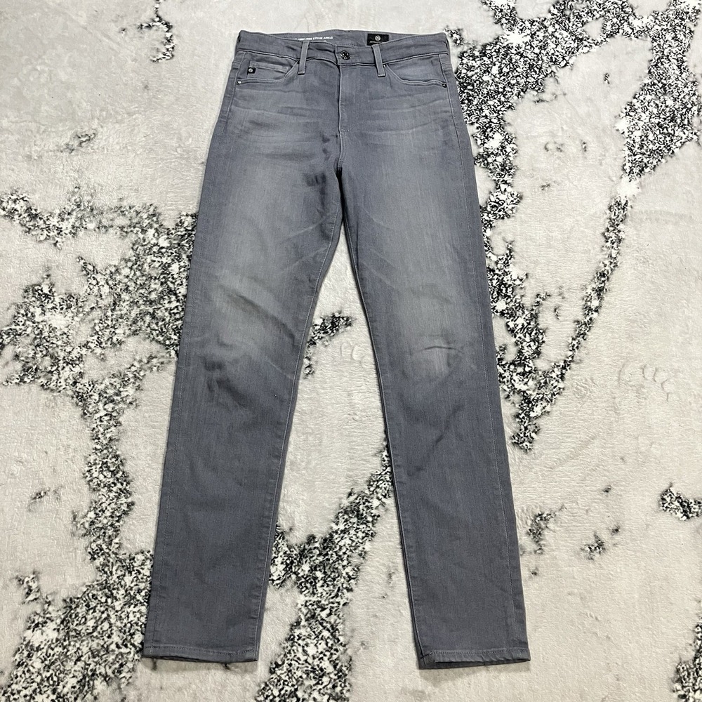 AG Adriano Goldschmied Jeans Sz 25 High Rise Stevie Ankle‎ Gray Slim Straight
